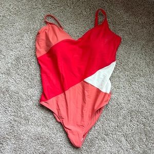 Summersalt size 16 one piece The Marina in coral, red, and white